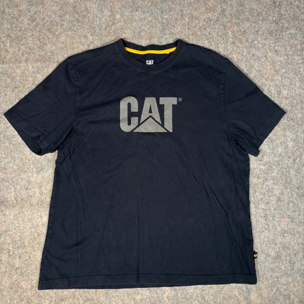 CAT T-Shirt Mens XL Black Short Sleeve Graphic Logo Cotton Tee Caterpillar Work‎